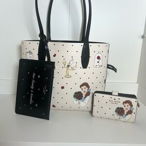 Kate Spade Black and Cream Tote with Beauty and the Beast Design